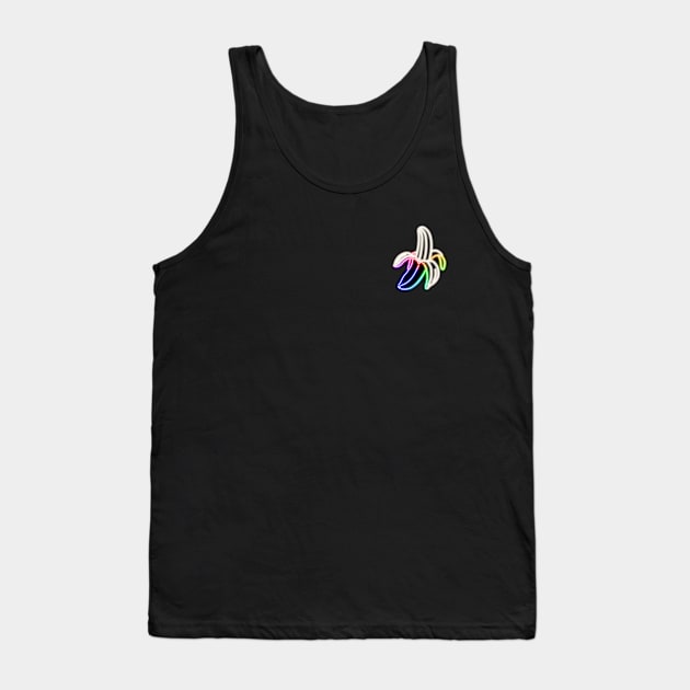 Rainbow Neon Banana Bar Sign Top Left Tank Top by gkillerb